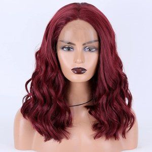 Burgundy Red Short Bob Wigs-13×4 Lace Front Wig